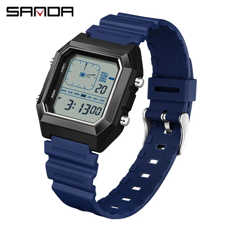 SANDA 6307 Digital Sports Watch for Men | Multifunction Chronograph Electronic Watch with Luminous Display & Calendar | Waterproof Outdoor Wristwatch | Fashion Casual Sports Watch