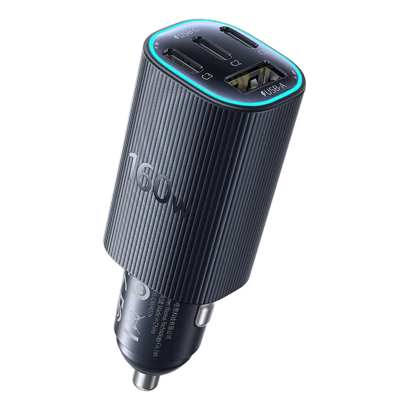 Baseus 160W Magnetic Car Charger | USB C Fast Charging Car Phone Charger with 4-Port Charging Hub | High-Power Charging Adapter for iPhone Xiaomi Samsung | Portable Car Charging Accessory