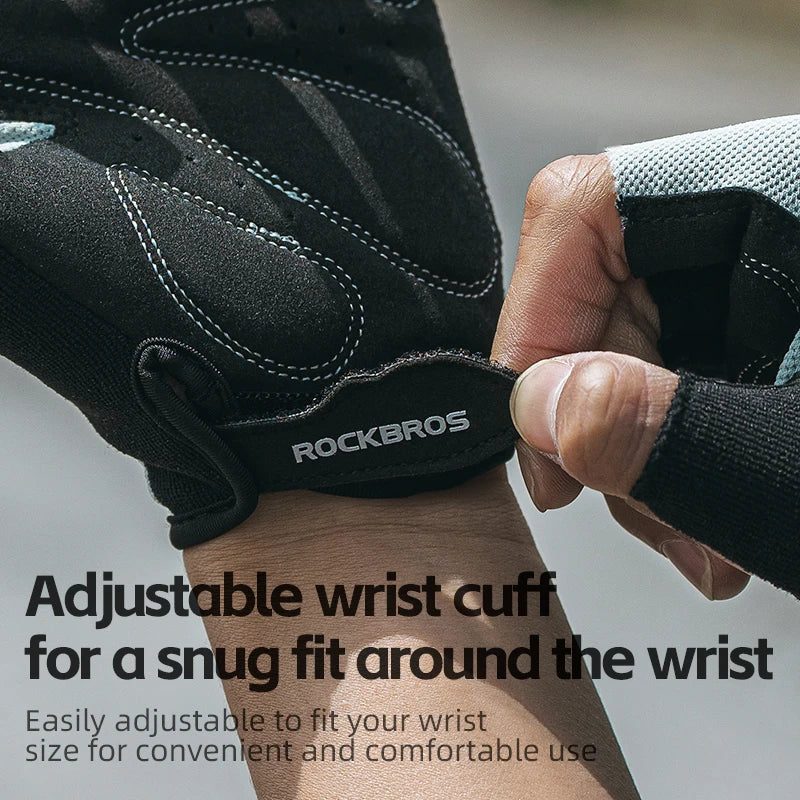 ROCKBROS Half Finger Cycling Gloves | Breathable Summer Anti-Slip Shockproof Bike Gloves with SBR Padded Palm | Comfortable Lightweight MTB Road Bicycle Riding Gloves