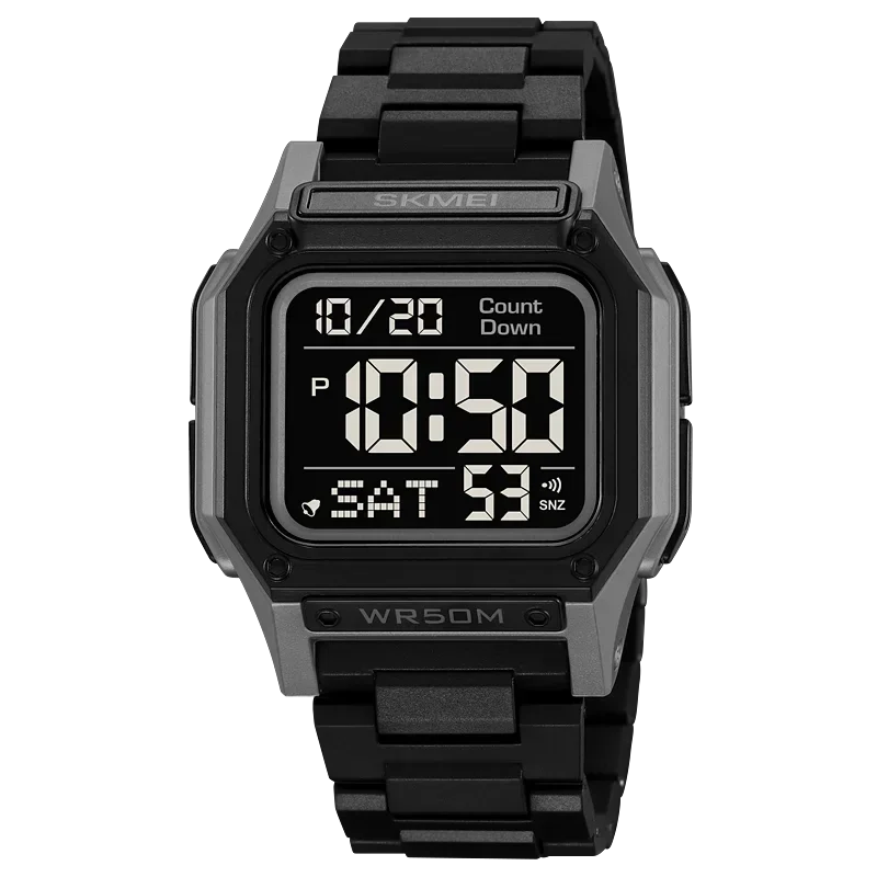 SKMEI 2264 Digital Sports Watch for Men | Backlight Stopwatch & Countdown Timer Wristwatch | 5Bar Waterproof Electronic Watch with Alarm | Casual Outdoor Sports Watch for Men