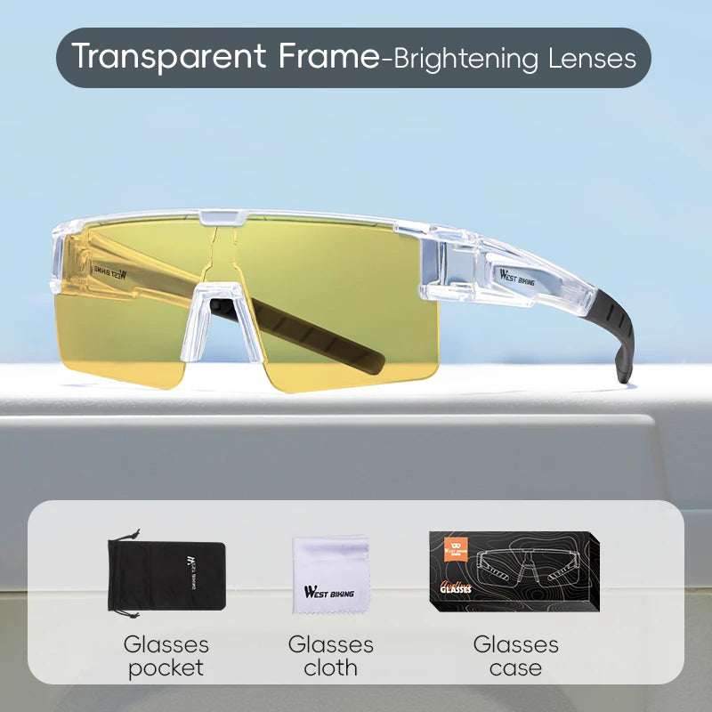WEST BIKING Polarized Cycling Sunglasses | UV400 Sun Protection Sports Glasses for Men | Fit Over Eyewear Compatible Sunglasses for Prescription Glasses | Cycling & Night Driving Protective Eyewear