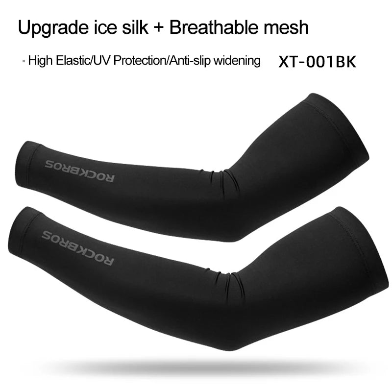 ROCKBROS Ice Fabric Arm Sleeves | Breathable Quick Dry UV400 Sun Protection Arm Covers | Lightweight Cooling Sports Sleeves for Running Cycling Camping | Comfortable Summer Outdoor Arm Protection Gear