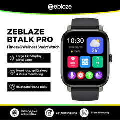 Zeblaze Btalk PRO Smart Watch | 1.91" HD Display Bluetooth Voice Calling Smartwatch | Heart Rate, SpO2 & Stress Monitoring | Multiple Sports Modes Fitness Watch for Men & Women
