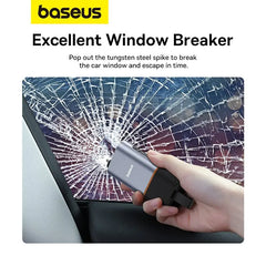 Baseus 3-in-1 Car Emergency Safety Hammer | U-Shaped Seat Belt Cutter & Window Escape Breaker | Emergency Lamp for Vehicle Safety | Compact Car Emergency Escape Tool for Roadside Emergencies
