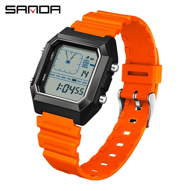 SANDA 6307 Digital Sports Watch for Men | Multifunction Chronograph Electronic Watch with Luminous Display & Calendar | Waterproof Outdoor Wristwatch | Fashion Casual Sports Watch