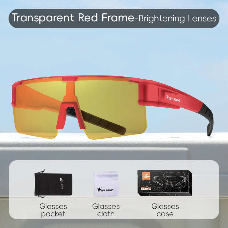 WEST BIKING Polarized Cycling Sunglasses | UV400 Sun Protection Sports Glasses for Men | Fit Over Eyewear Compatible Sunglasses for Prescription Glasses | Cycling & Night Driving Protective Eyewear