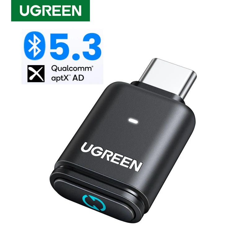 UGREEN USB C Bluetooth 5.3 Transmitter | aptX HD Audio Adapter for PC & Nintendo Switch | Wireless Bluetooth Audio Receiver for Headsets & Speakers | USB C Bluetooth Adapter for Gaming & Music