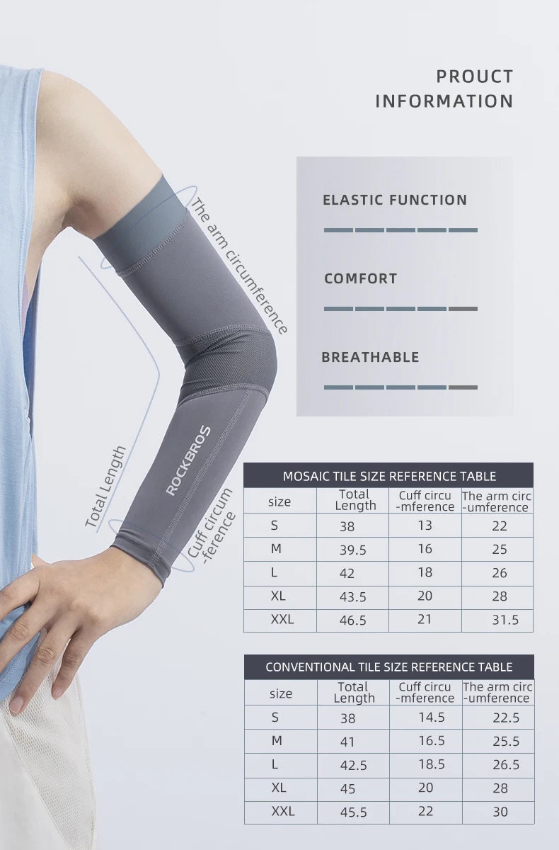 ROCKBROS Ice Fabric Arm Sleeves | Breathable Quick Dry UV400 Sun Protection Arm Covers | Lightweight Cooling Sports Sleeves for Running Cycling Camping | Comfortable Summer Outdoor Arm Protection Gear