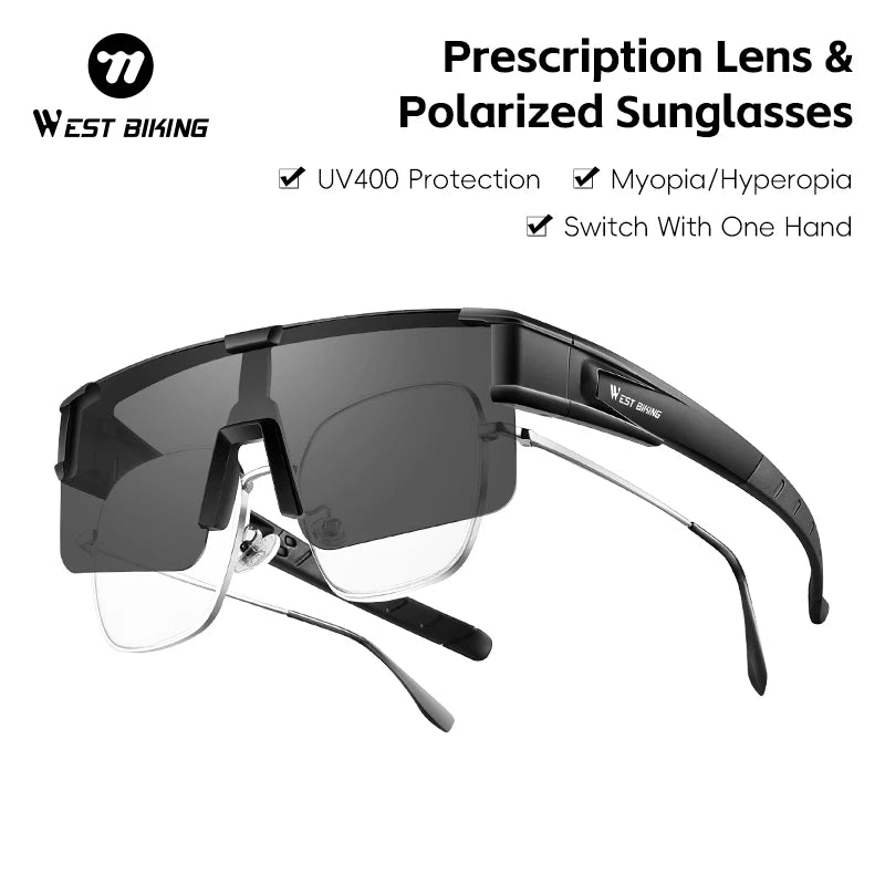 WEST BIKING Polarized Cycling Sunglasses | UV400 Sun Protection Sports Glasses for Men | Fit Over Eyewear Compatible Sunglasses for Prescription Glasses | Cycling & Night Driving Protective Eyewear