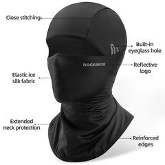 ROCKBROS Ice Silk Cycling Face Mask | Breathable Summer Sun Protection Motorcycle Mask | Cooling Full Face Cover for Bicycle & Outdoor Sports | Lightweight UV Protection Bike Scarf