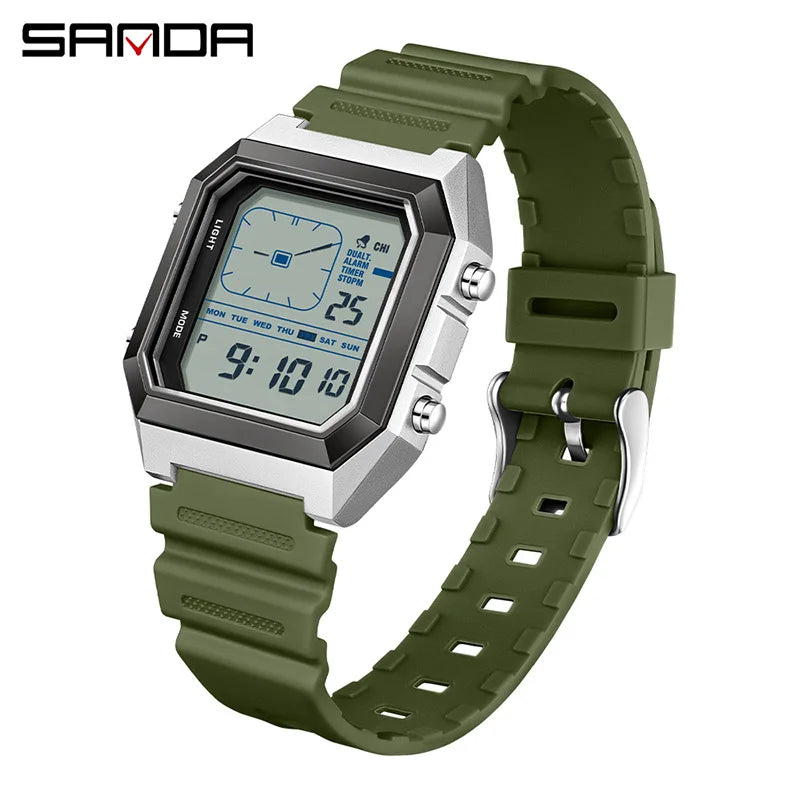 SANDA 6307 Digital Sports Watch for Men | Multifunction Chronograph Electronic Watch with Luminous Display & Calendar | Waterproof Outdoor Wristwatch | Fashion Casual Sports Watch