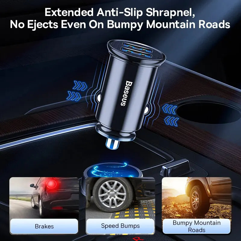 Baseus 30W Fast Charging USB Car Charger | Quick Charge 4.0 & 3.0 USB PD Car Phone Charger | FCP SCP Fast Charging Adapter for iPhone and Smartphones