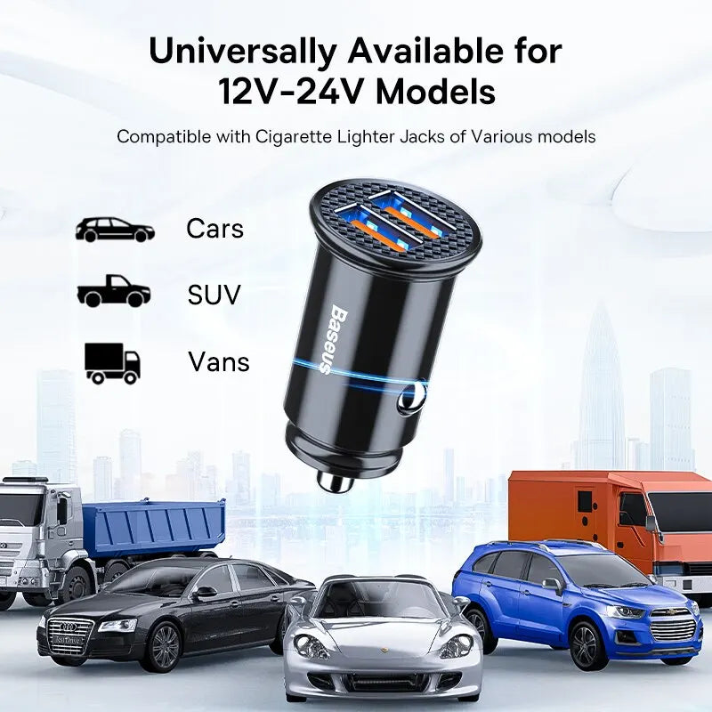 Baseus 30W Fast Charging USB Car Charger | Quick Charge 4.0 & 3.0 USB PD Car Phone Charger | FCP SCP Fast Charging Adapter for iPhone and Smartphones