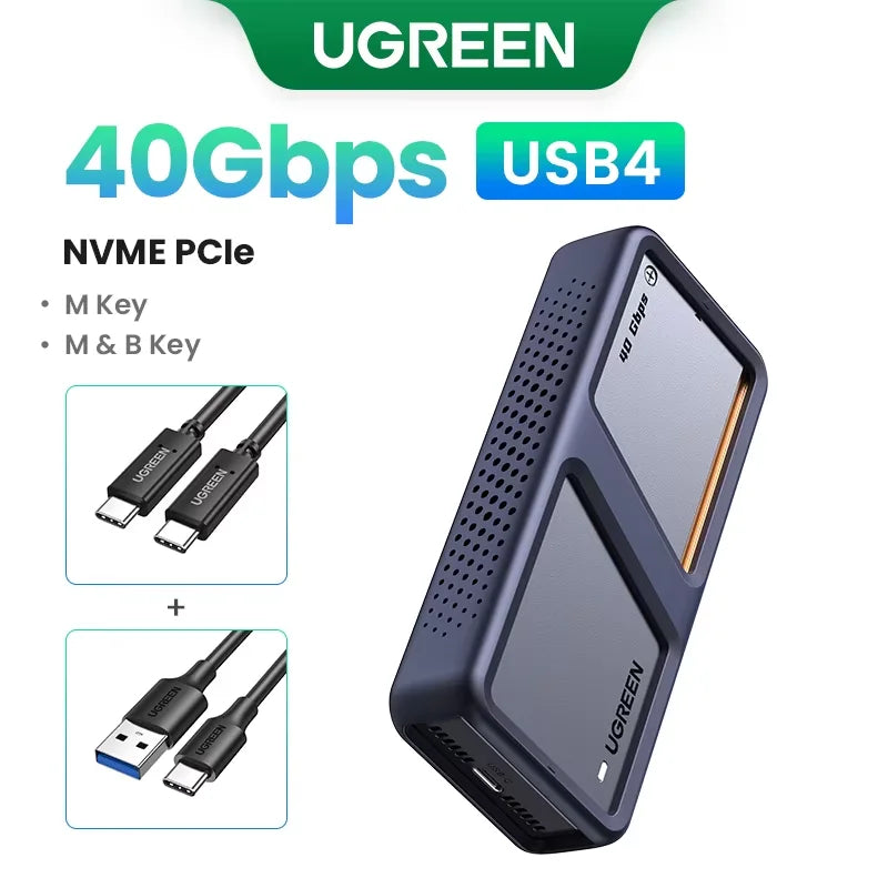 UGREEN M.2 NVMe SATA SSD Enclosure | 20Gbps USB C 3.2 Gen 2 External SSD Enclosure | Aluminum M.2 SSD Case for M Key & B+M Key 2280 SSDs | High-Speed Portable Storage Adapter