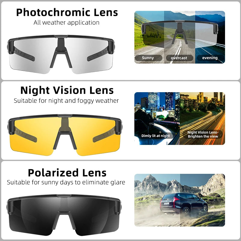 WEST BIKING Cycling Glasses | Fit Over Myopia Sunglasses for Men & Women | HD Polarized UV Protection Eyewear | Lightweight Sports Glasses for Cycling, Driving & Outdoor Activities