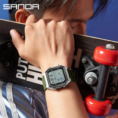 SANDA 6307 Digital Sports Watch for Men | Multifunction Chronograph Electronic Watch with Luminous Display & Calendar | Waterproof Outdoor Wristwatch | Fashion Casual Sports Watch