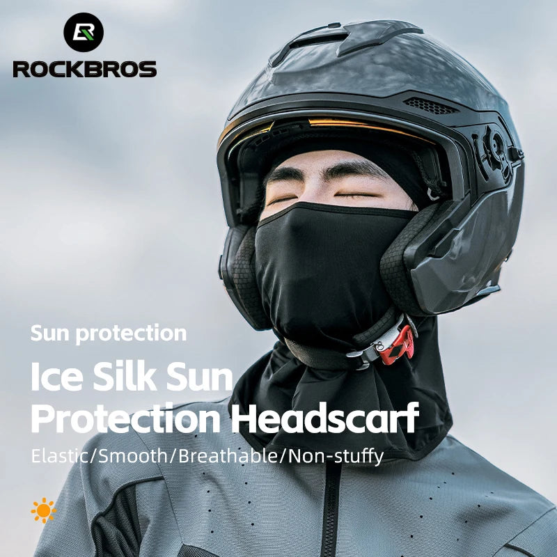 ROCKBROS Ice Silk Cycling Face Mask | Breathable Summer Sun Protection Motorcycle Mask | Cooling Full Face Cover for Bicycle & Outdoor Sports | Lightweight UV Protection Bike Scarf