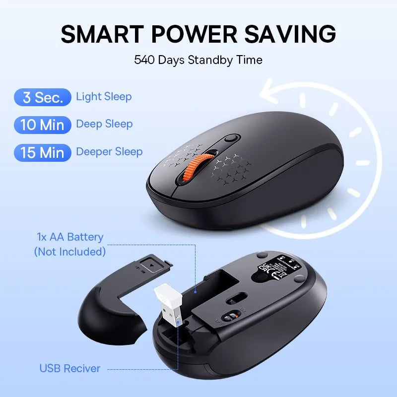 Baseus F01B Wireless Bluetooth Mouse | Silent Click 1600 DPI Computer Mouse | 2.4G Bluetooth Dual Mode Wireless Mouse | Ergonomic Portable Mouse for MacBook Laptop Tablet PC Gaming & Office Use