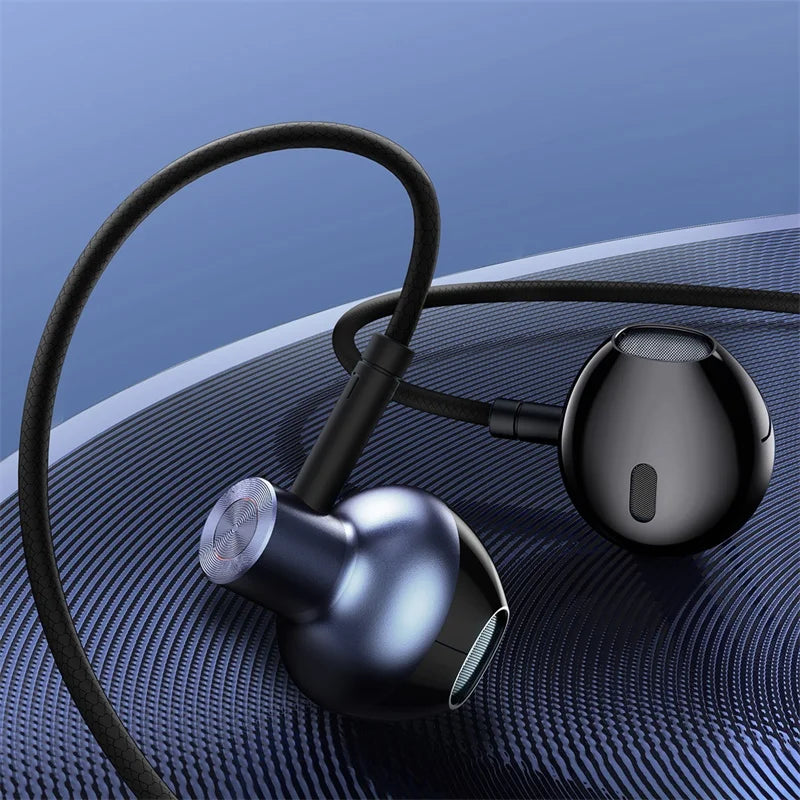Baseus H19 Wired Earphones | 6D Stereo Bass In-Ear Headphones with Microphone | 3.5mm Jack Earbuds for Xiaomi Samsung Android Smartphones | Clear Sound Music & Calling Headset