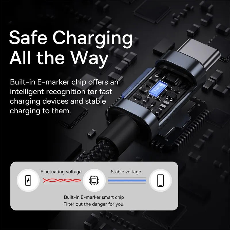 Baseus 100W USB C to USB C Cable | 100W PD Fast Charging Type C to Type C Cable | High-Speed Charging & Data Transfer Cable for iPhone MacBook Xiaomi Samsung | Durable Universal USB C Charging Cable
