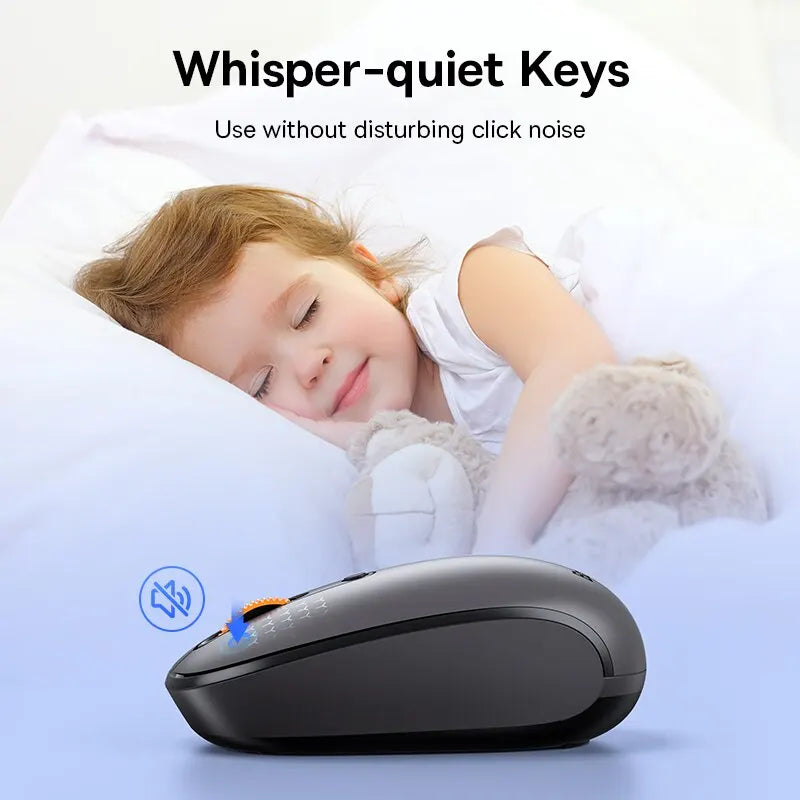Baseus F01B Wireless Bluetooth Mouse | Silent Click 1600 DPI Computer Mouse | 2.4G Bluetooth Dual Mode Wireless Mouse | Ergonomic Portable Mouse for MacBook Laptop Tablet PC Gaming & Office Use