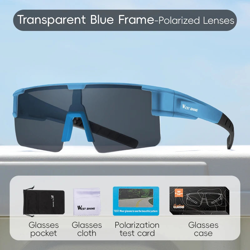 WEST BIKING Polarized Cycling Sunglasses | UV400 Sun Protection Sports Glasses for Men | Fit Over Eyewear Compatible Sunglasses for Prescription Glasses | Cycling & Night Driving Protective Eyewear