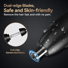 MAXGROOM Rechargeable Nose Hair Trimmer for Men | 360° Rotating Dual-Blade Electric Nose & Eyebrow Hair Trimmer | Safe Painless Precision Grooming Shaver | Compact Cordless Personal Care Trimmer