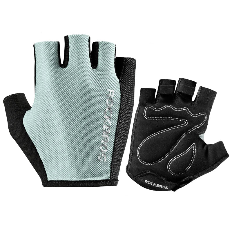 ROCKBROS Half Finger Cycling Gloves | Breathable Summer Anti-Slip Shockproof Bike Gloves with SBR Padded Palm | Comfortable Lightweight MTB Road Bicycle Riding Gloves