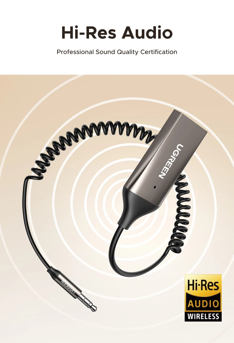 UGREEN Bluetooth 6.0 5.4 3.5mm USB For Car Speaker