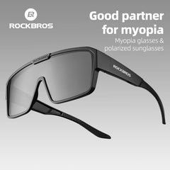 ROCKBROS Polarized Cycling Sunglasses | UV Protection Sports Glasses for Myopia Glasses Wearers | Lightweight Outdoor Running Fishing Cycling Goggles