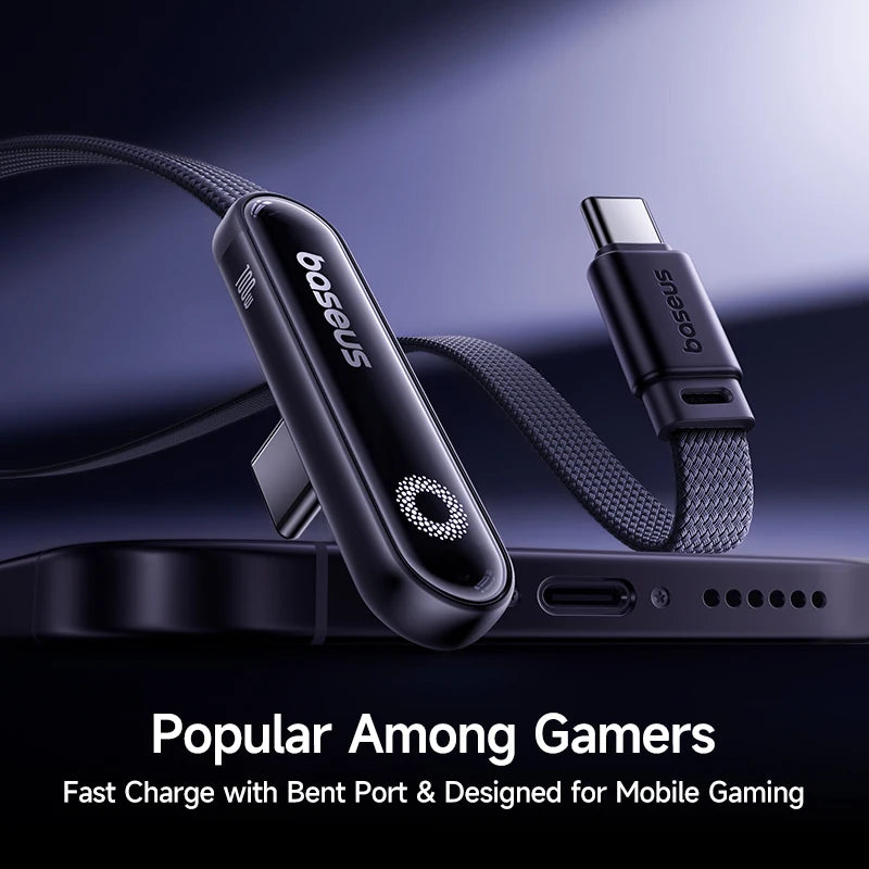 Baseus MVP3 100W USB C Cable | Elbowed Type C Fast Charging Cable | High-Speed USB C Cable for iPhone MacBook Xiaomi Samsung | Durable Right Angle Charging & Data Cable