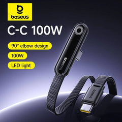 Baseus MVP3 100W USB C Cable | Elbowed Type C Fast Charging Cable | High-Speed USB C Cable for iPhone MacBook Xiaomi Samsung | Durable Right Angle Charging & Data Cable