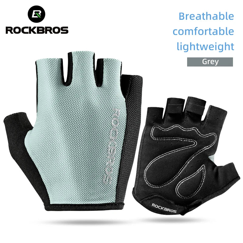 ROCKBROS Half Finger Cycling Gloves | Breathable Summer Anti-Slip Shockproof Bike Gloves with SBR Padded Palm | Comfortable Lightweight MTB Road Bicycle Riding Gloves