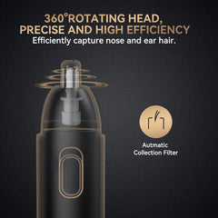 MAXGROOM Rechargeable Nose Hair Trimmer for Men | 360° Rotating Dual-Blade Electric Nose & Eyebrow Hair Trimmer | Safe Painless Precision Grooming Shaver | Compact Cordless Personal Care Trimmer