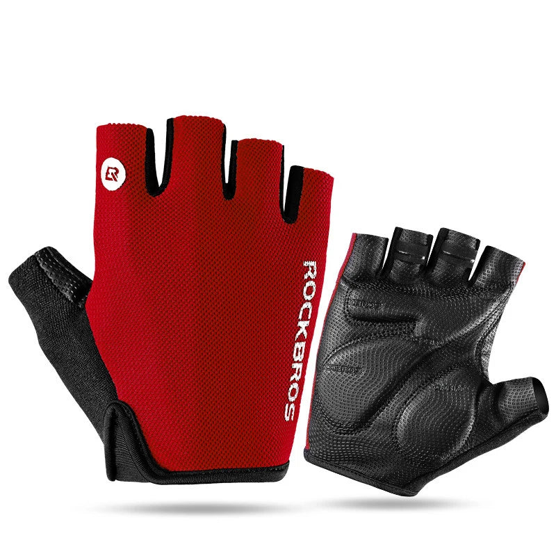 ROCKBROS Half Finger Cycling Gloves | Breathable Summer Anti-Slip Shockproof Bike Gloves with SBR Padded Palm | Comfortable Lightweight MTB Road Bicycle Riding Gloves
