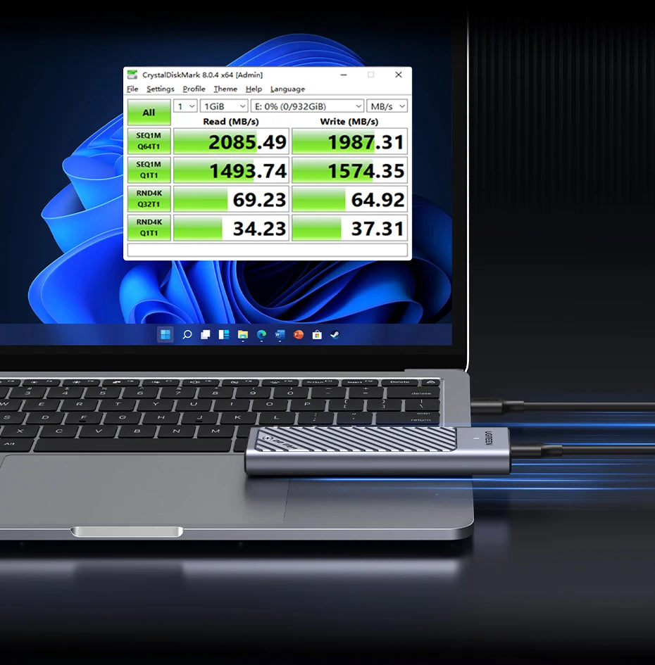 UGREEN M.2 NVMe SATA SSD Enclosure | 20Gbps USB C 3.2 Gen 2 External SSD Enclosure | Aluminum M.2 SSD Case for M Key & B+M Key 2280 SSDs | High-Speed Portable Storage Adapter