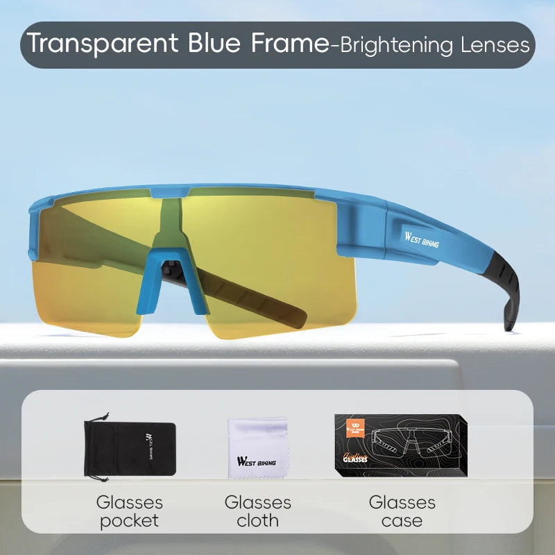 WEST BIKING Polarized Cycling Sunglasses | UV400 Sun Protection Sports Glasses for Men | Fit Over Eyewear Compatible Sunglasses for Prescription Glasses | Cycling & Night Driving Protective Eyewear