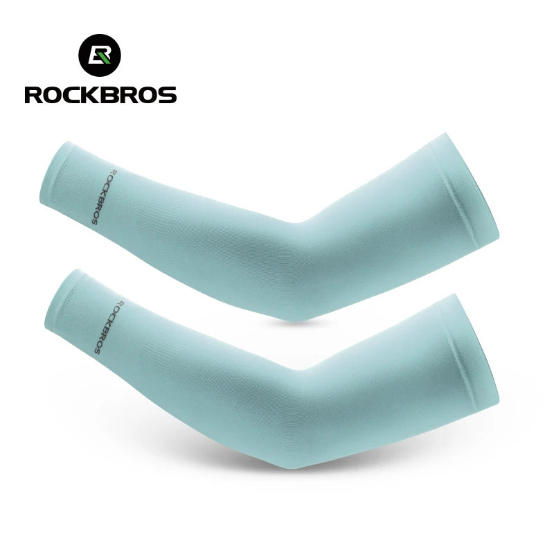 ROCKBROS Ice Silk Cycling Arm Sleeves | Breathable Summer UV Protection Arm Cover Sleeves | Lightweight Sun Protection Sports Sleeves for MTB Road Bike Cycling