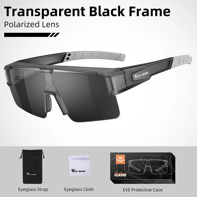 WEST BIKING Cycling Glasses | Fit Over Myopia Sunglasses for Men & Women | HD Polarized UV Protection Eyewear | Lightweight Sports Glasses for Cycling, Driving & Outdoor Activities
