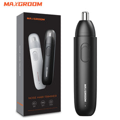 MAXGROOM Rechargeable Nose Hair Trimmer for Men | 360° Rotating Dual-Blade Electric Nose & Eyebrow Hair Trimmer | Safe Painless Precision Grooming Shaver | Compact Cordless Personal Care Trimmer