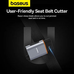 Baseus 3-in-1 Car Emergency Safety Hammer | U-Shaped Seat Belt Cutter & Window Escape Breaker | Emergency Lamp for Vehicle Safety | Compact Car Emergency Escape Tool for Roadside Emergencies