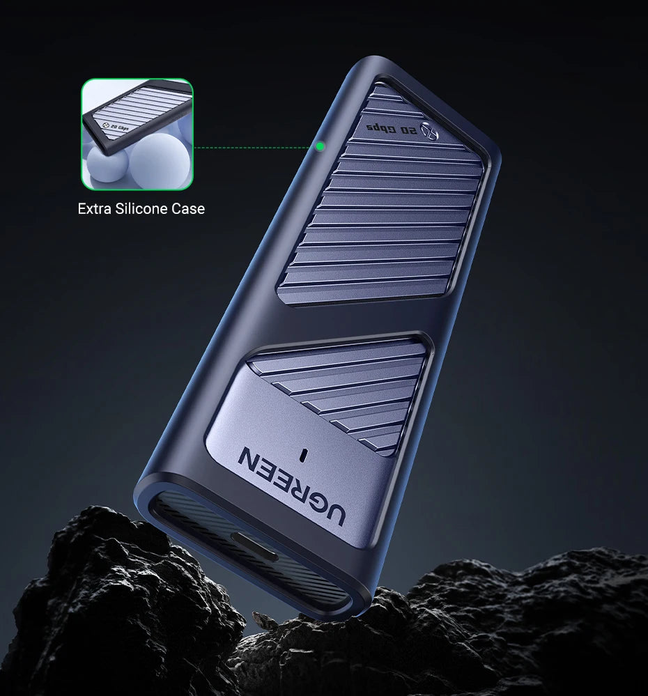 UGREEN M.2 NVMe SATA SSD Enclosure | 20Gbps USB C 3.2 Gen 2 External SSD Enclosure | Aluminum M.2 SSD Case for M Key & B+M Key 2280 SSDs | High-Speed Portable Storage Adapter