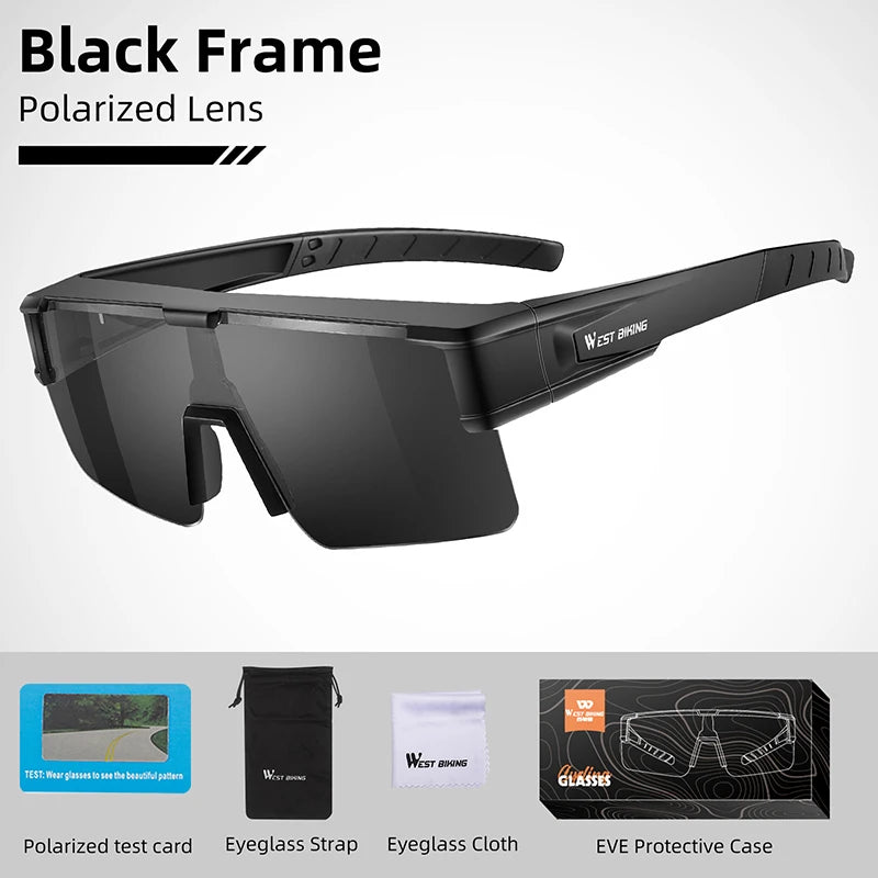 WEST BIKING Cycling Glasses | Fit Over Myopia Sunglasses for Men & Women | HD Polarized UV Protection Eyewear | Lightweight Sports Glasses for Cycling, Driving & Outdoor Activities