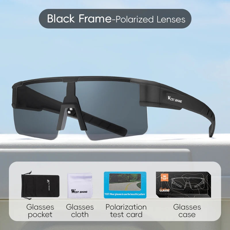 WEST BIKING Polarized Cycling Sunglasses | UV400 Sun Protection Sports Glasses for Men | Fit Over Eyewear Compatible Sunglasses for Prescription Glasses | Cycling & Night Driving Protective Eyewear