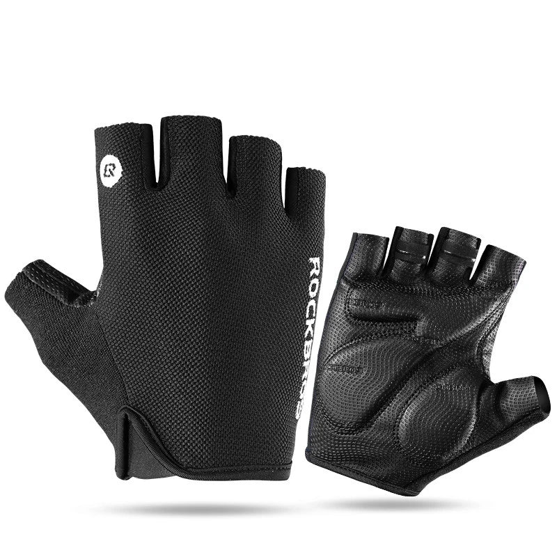 ROCKBROS Half Finger Cycling Gloves | Breathable Summer Anti-Slip Shockproof Bike Gloves with SBR Padded Palm | Comfortable Lightweight MTB Road Bicycle Riding Gloves